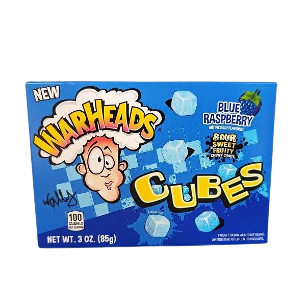 Warheads Blue Raspberry Cubes kék málna ízű savanyú gumicukor 85g