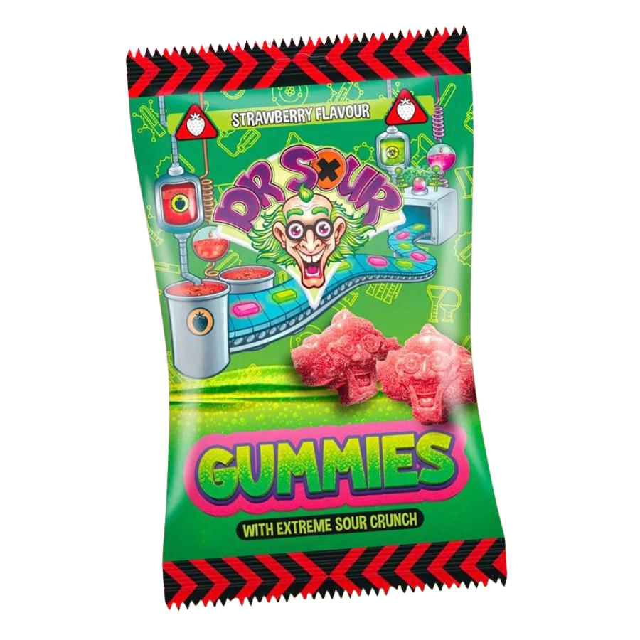 Dr Sour Gummies Strawberry eper ízű savanyú gumicukor 200g