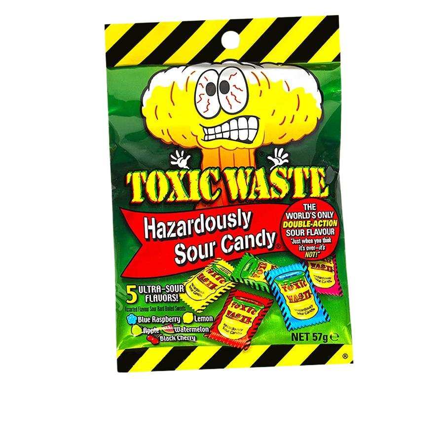 Toxic Waste Hazardously savanyú kemény cukorka 57g