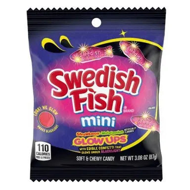 Swedish Fish Mini Glow Up eper-görögdinnye ízű világítós gumicukor 87g