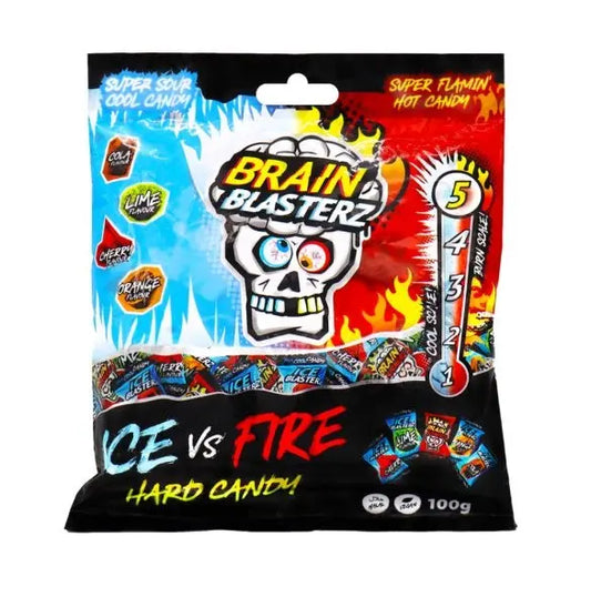Brain Blasterz Super Sour Ice vs Fire Hard Candy Savanyú keménycukorka válogatás 100g